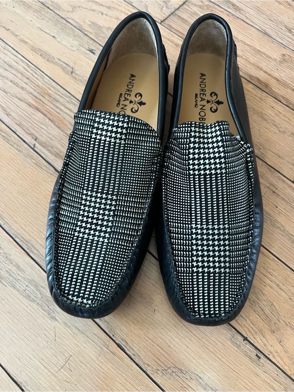 Men's Black & White Plaid Driving Loafers